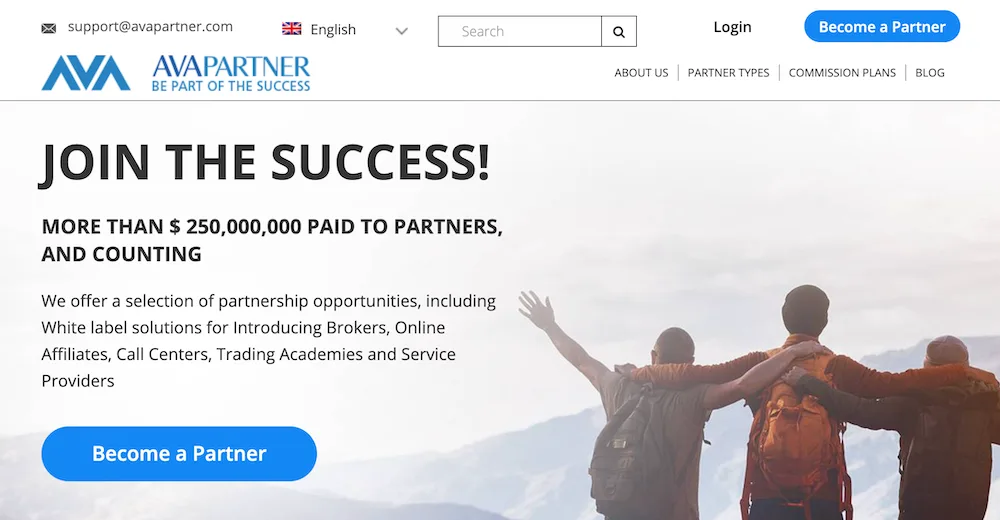 Banner showing AvaPartner homescreen