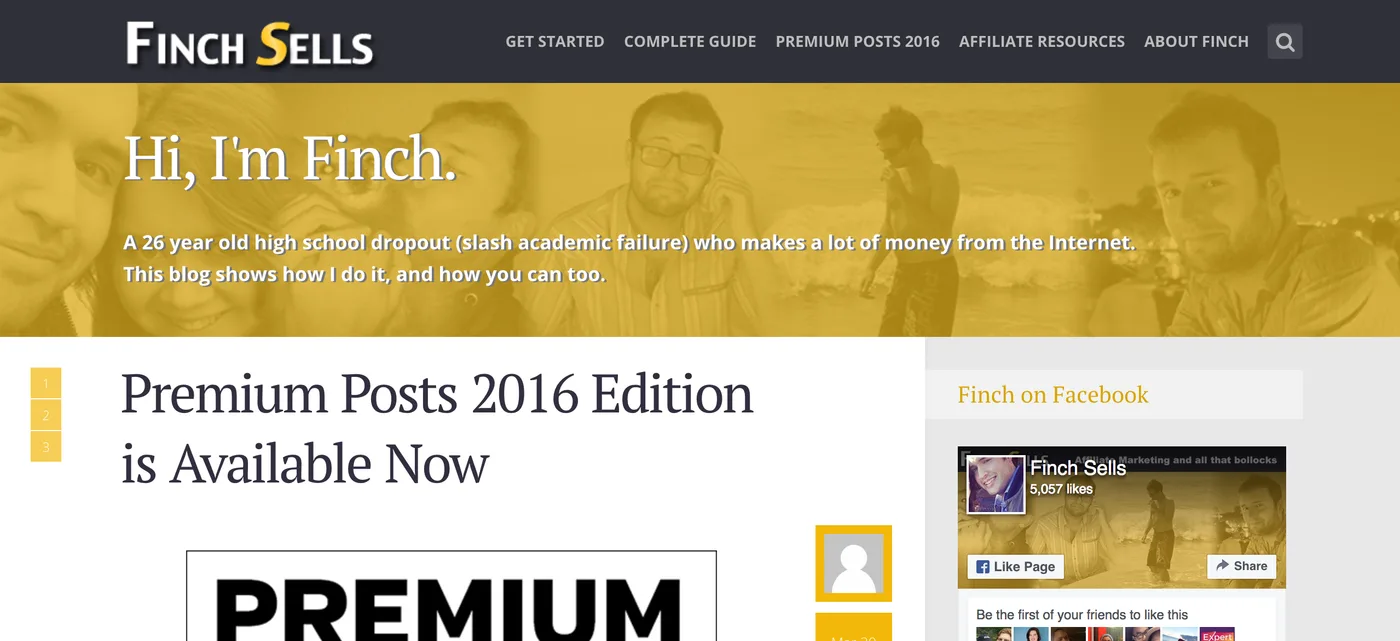 Finch Sells Affiliate Blog